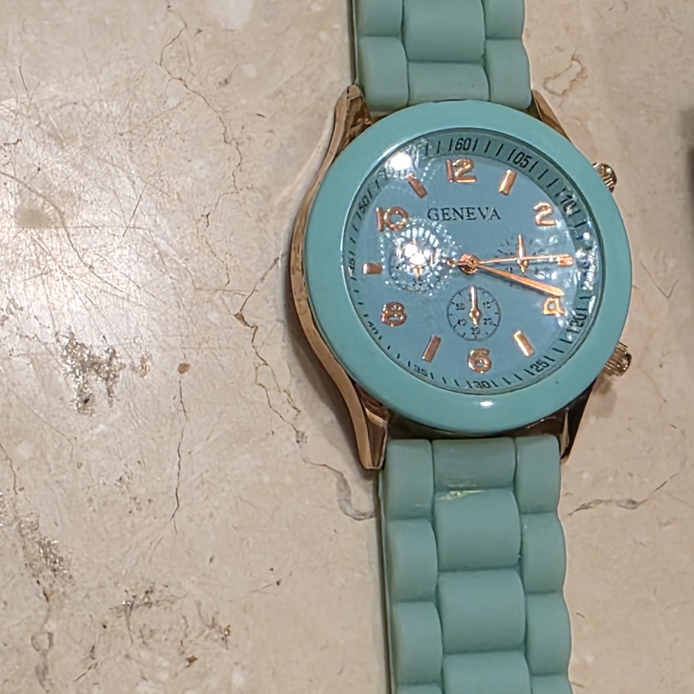 Geneva Mint Green Watch with Gold Accents